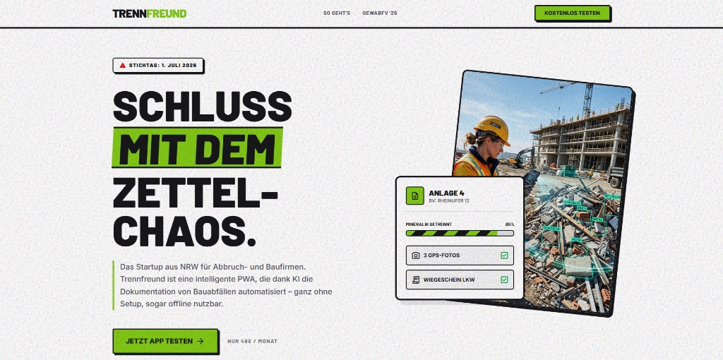 Trennfreund Web Application Interface - Mairon Studio